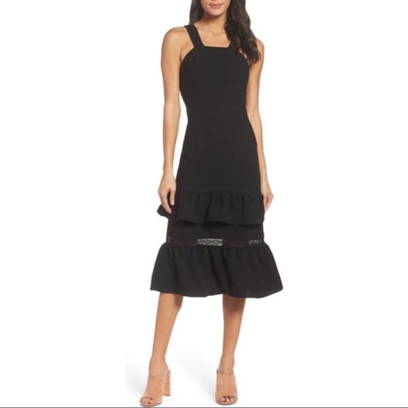 NWT NEW CHELSEA28 Black Mixed Media Midi Dress - Picture 6 of 11